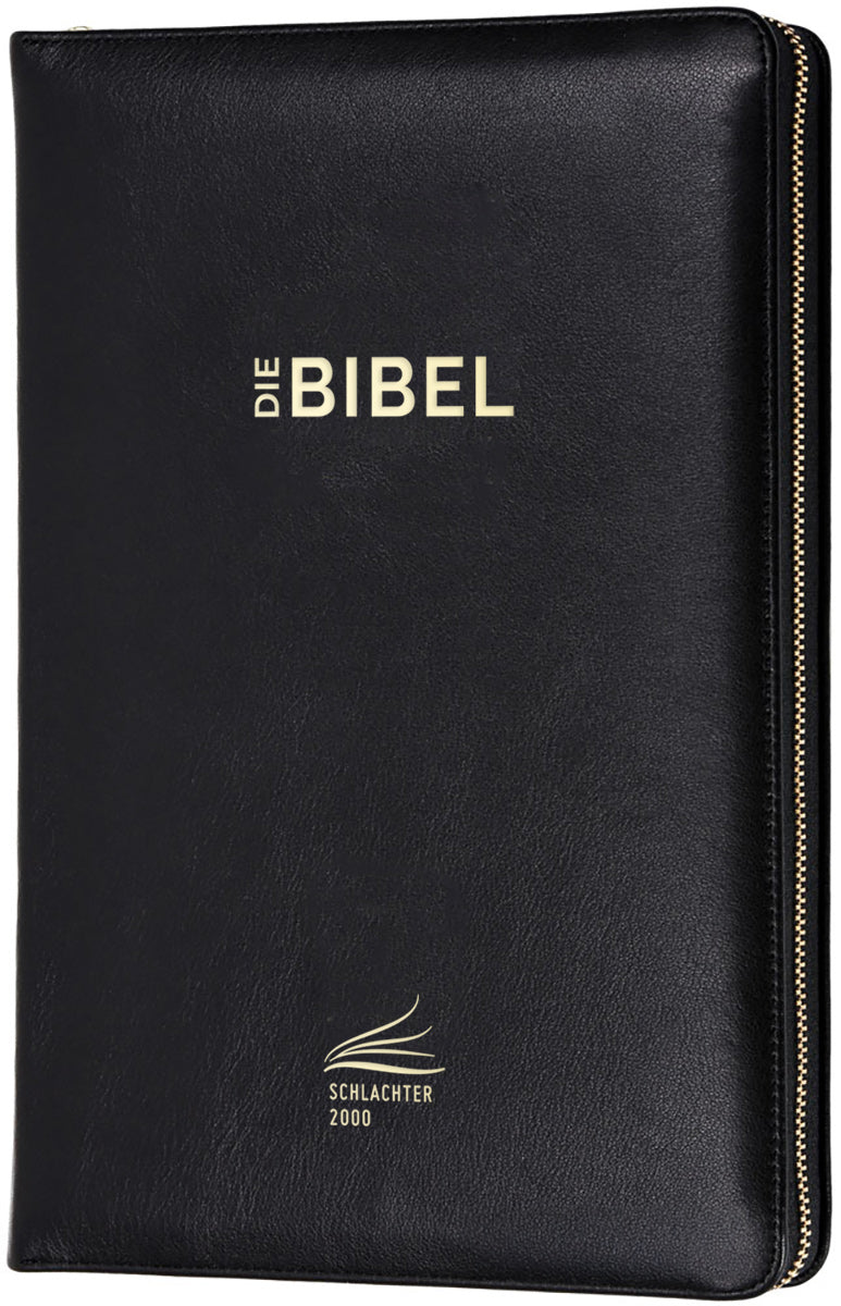 Schlachter 2000 Bibel - Standardausgabe (Kalbsleder, Goldschnitt, mit Reißverschluss, schwarz)