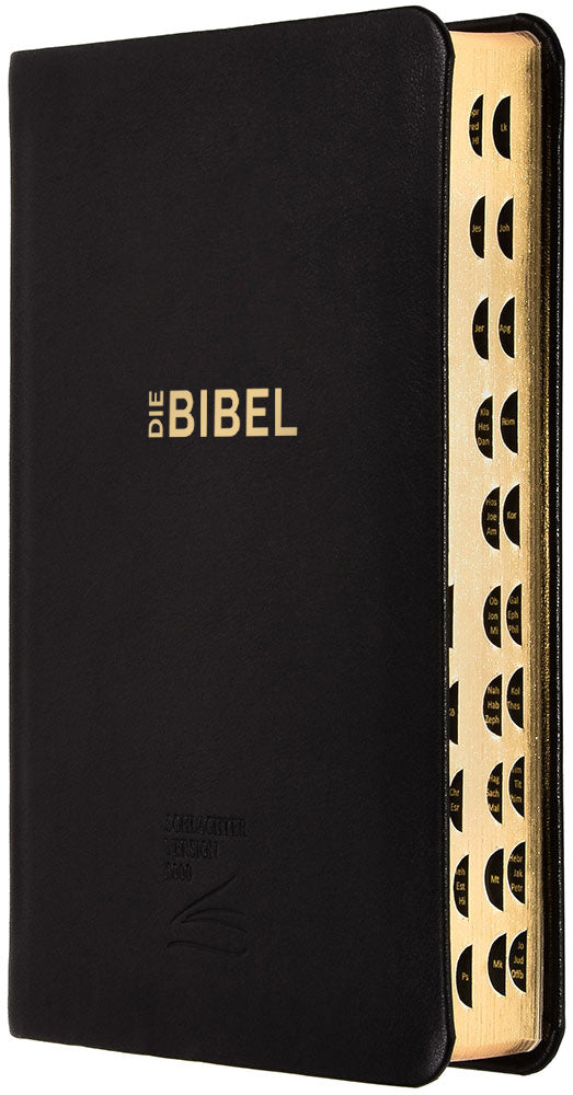 Schlachter 2000 Bibel - Taschenausgabe (Softcover, schwarz, Goldschnitt, Griffregister) - mit Produktionsmangel