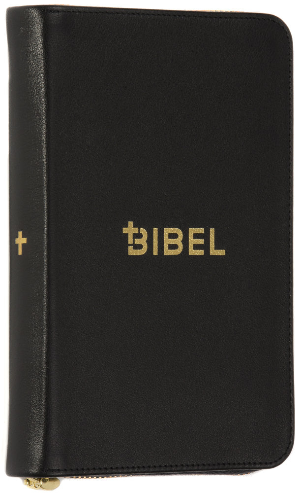 Schlachter 2000 Bibel – Miniaturausgabe (Softcover, schwarz, Kalbsleder, Goldschnitt, Reißverschluss)